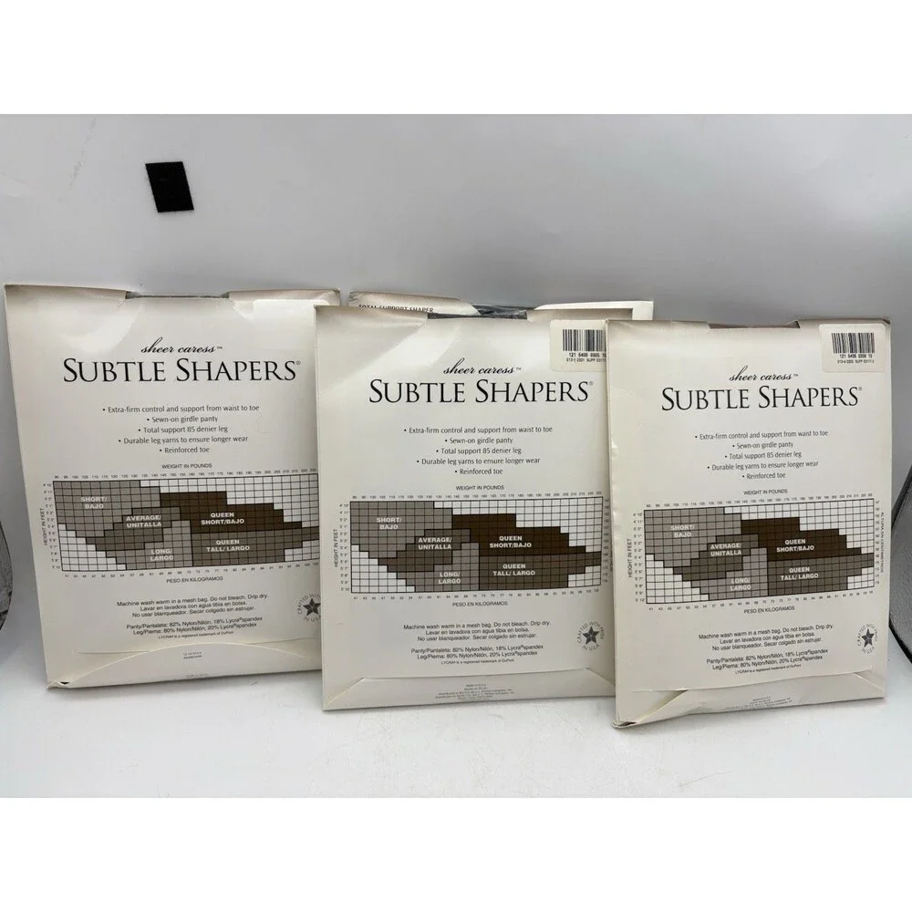 Vintage JCPenney Subtle Shapers Pantyhose Lot 4 Queen Tall Total Support NOS